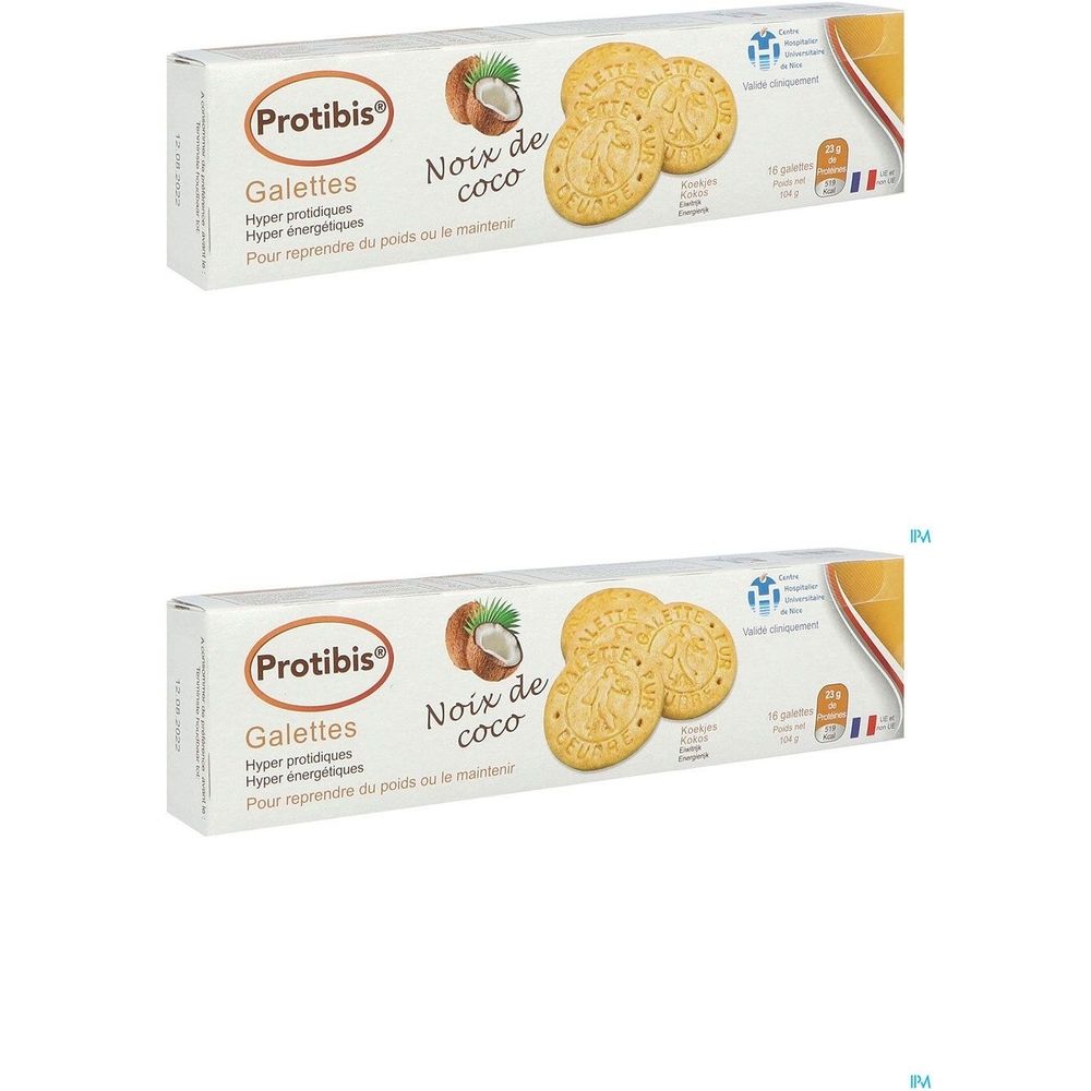 Protibis Galette Hyperprotidique Noix de Coco 2x104 g