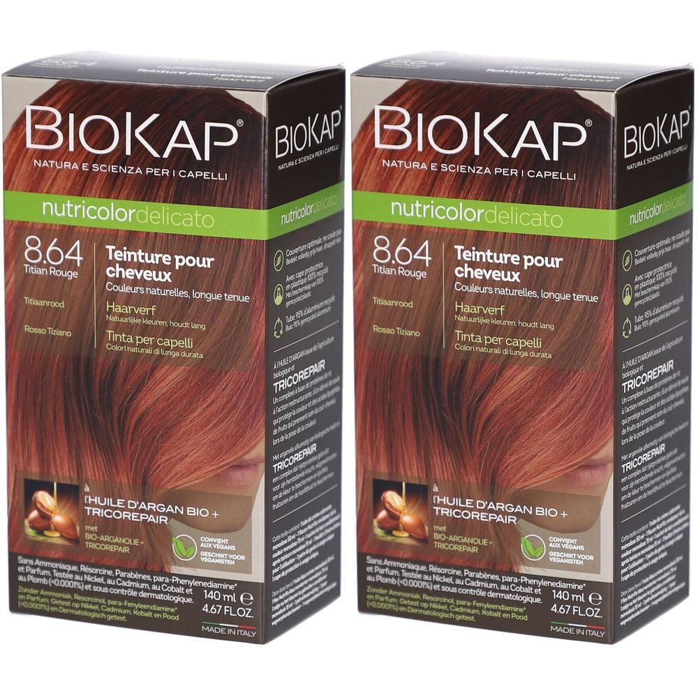 Biokap Nutricolordelicato Teinture Pour Cheveux 8.64 Titian Rouge 2x140 ml