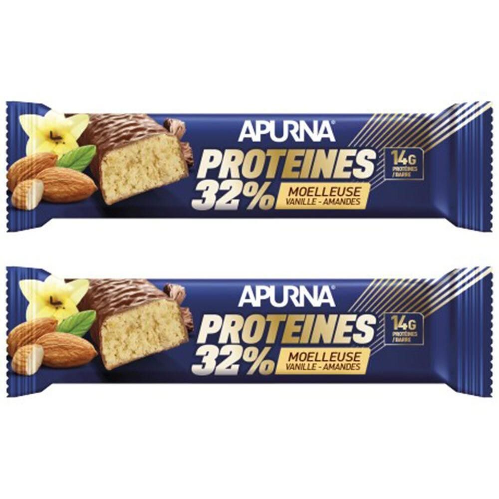 APURNA Barre Hyperprotéinée Moelleuse 32% Vanille-Amande 2x45 g