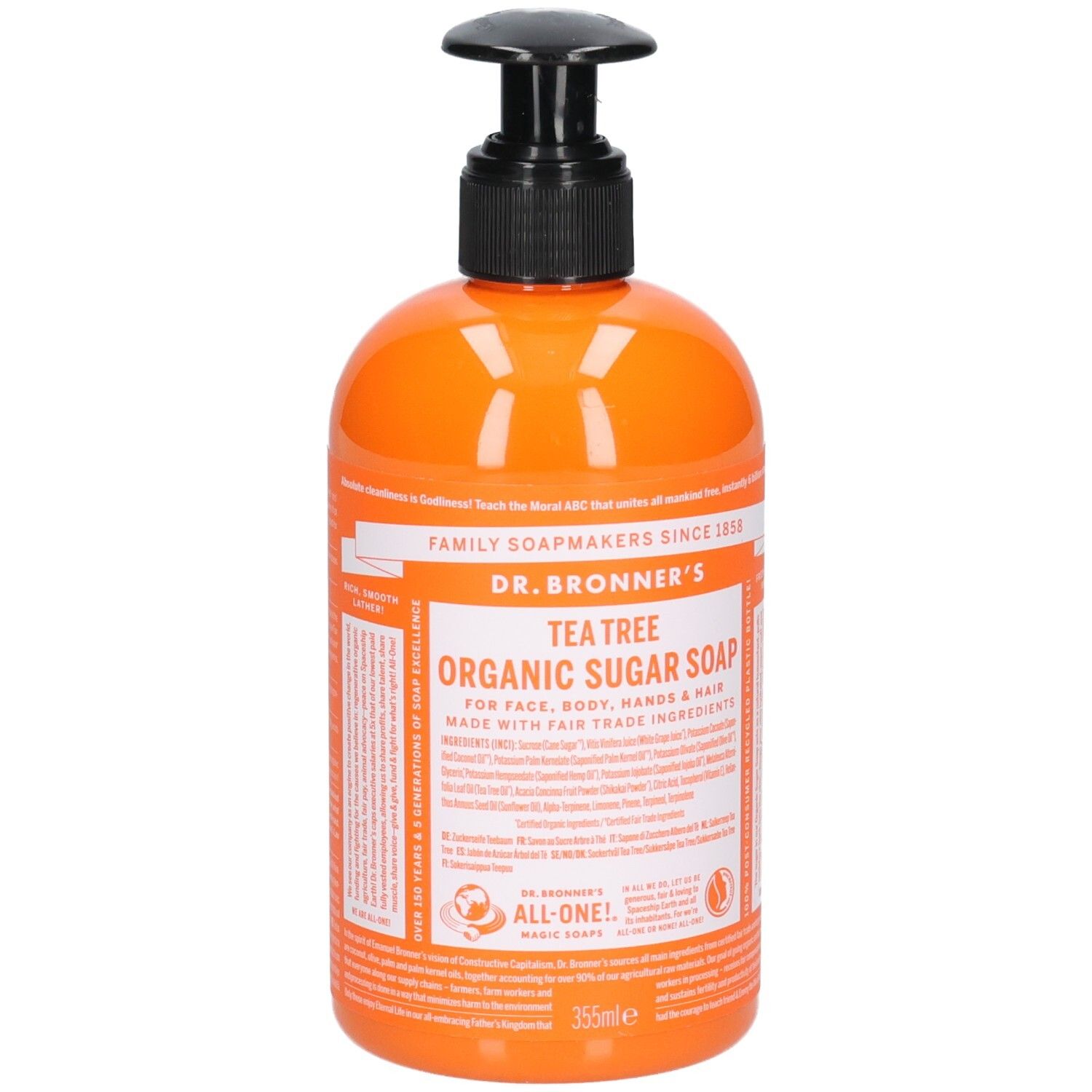 Dr. Bronner's Savon Liquide Arbre À Thé Flacon-Pompe 355 Ml