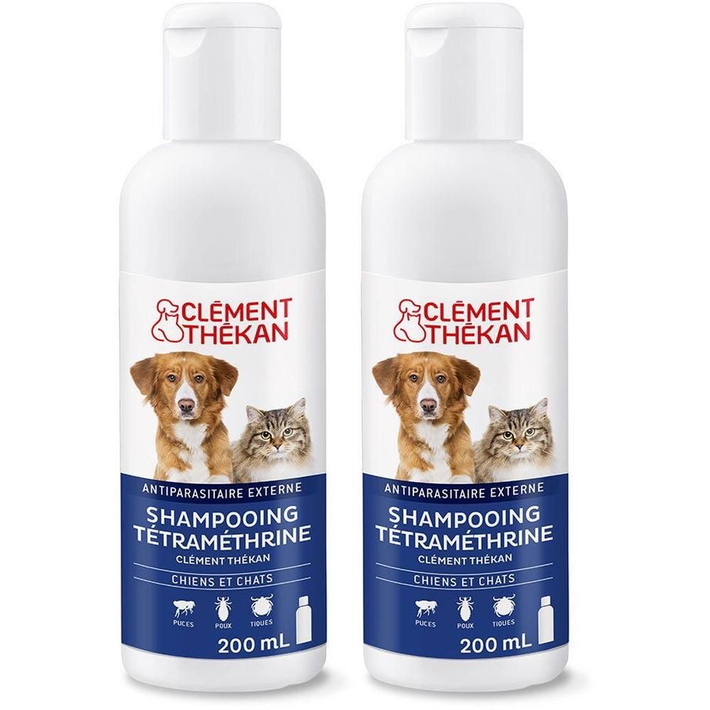 Clement Thekan Shampooing Antiparasitaire Puces, Poux Et Tiques Chien Chat 200ml 2x200 ml Shampooing