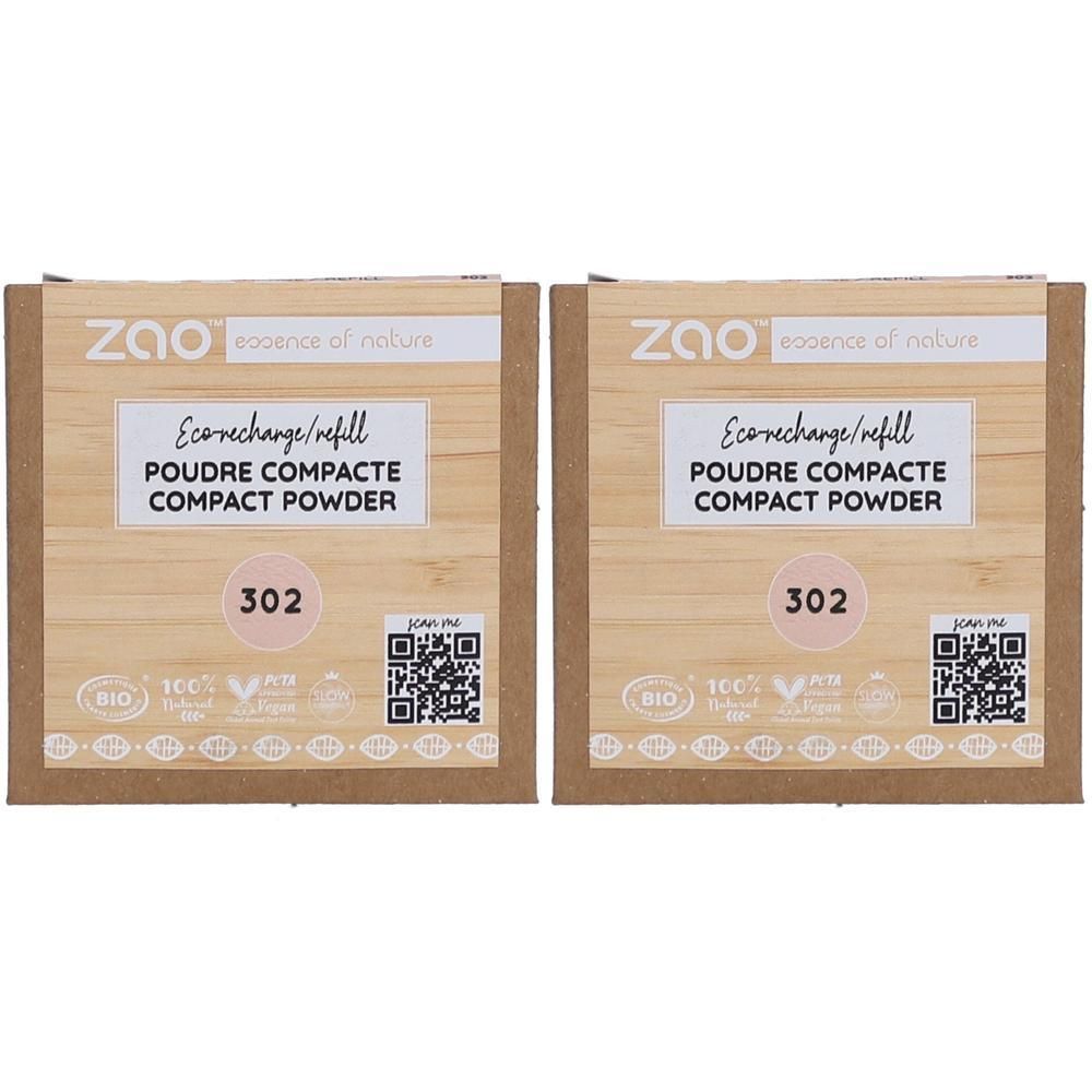 ZAO Recharge Poudre compacte 302 Beige rosé 2x9 g Poudre