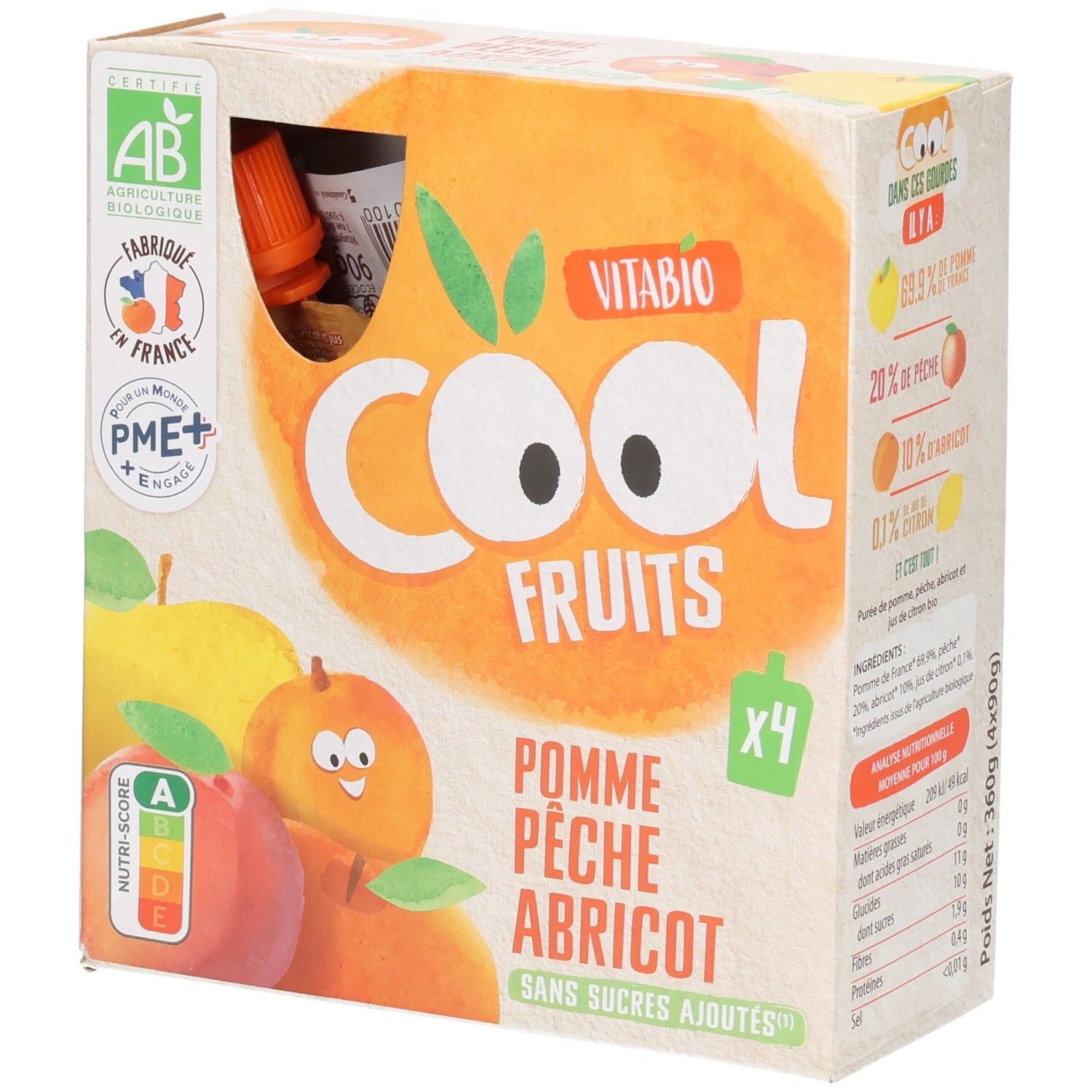 VITABIO Cool Fruits Pomme Pêche Abricot 4x90 g Autre