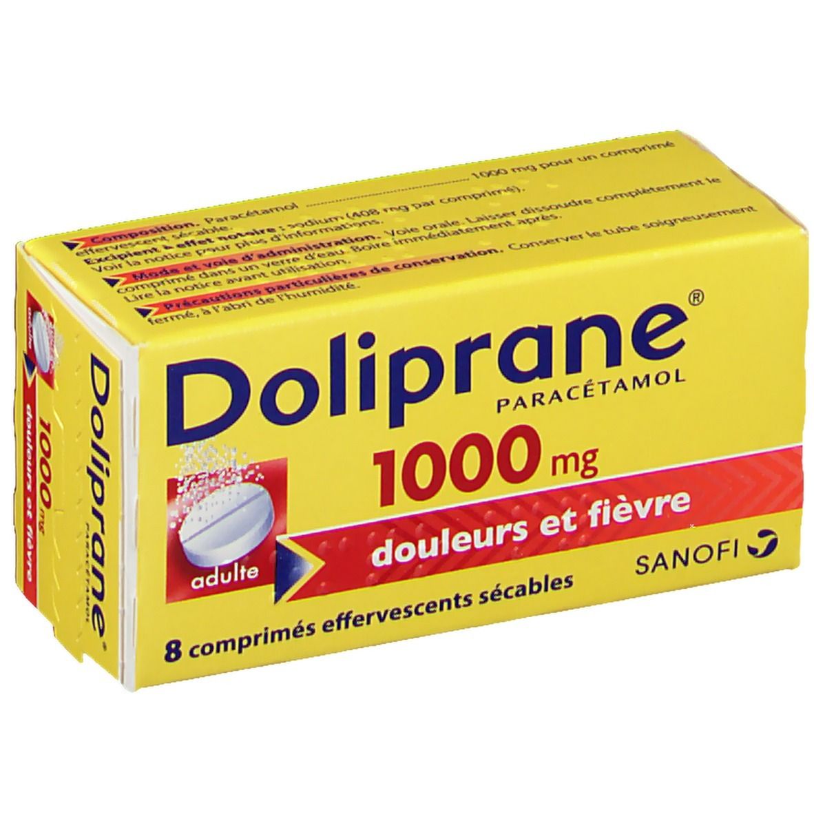 Doliprane® Paracétamol 1000 mg 8 pc(s) Comprimés Effervescents
