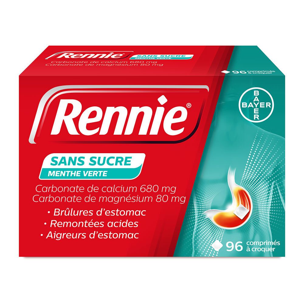 Rennie sans sucre 96 comprimés à croquer Comprimé(S) À Croquer pc(s)