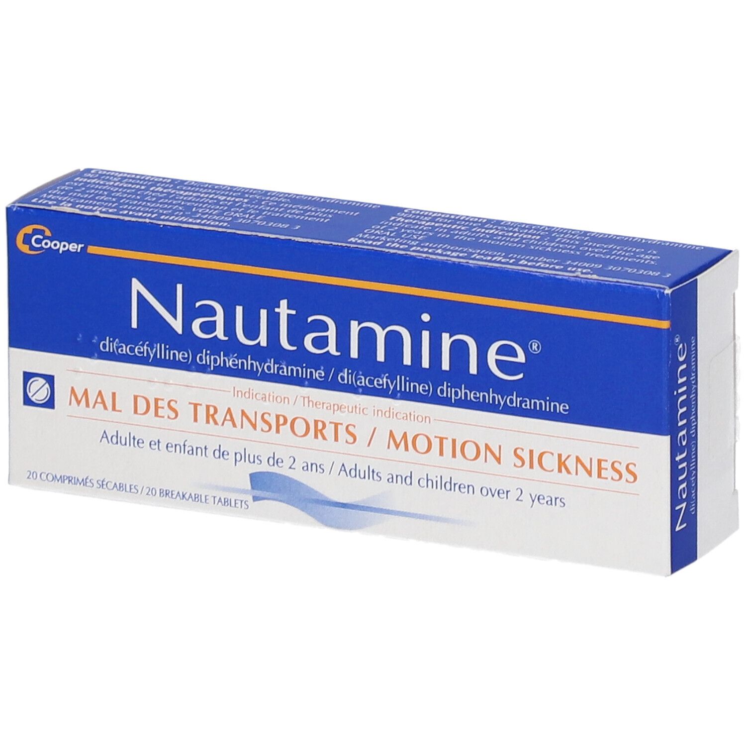NAUTAMINE - Mal des transports - Adultes et enfants de plus de 2ans - 20 comprimés 20 pc(s) Comprimé(S)