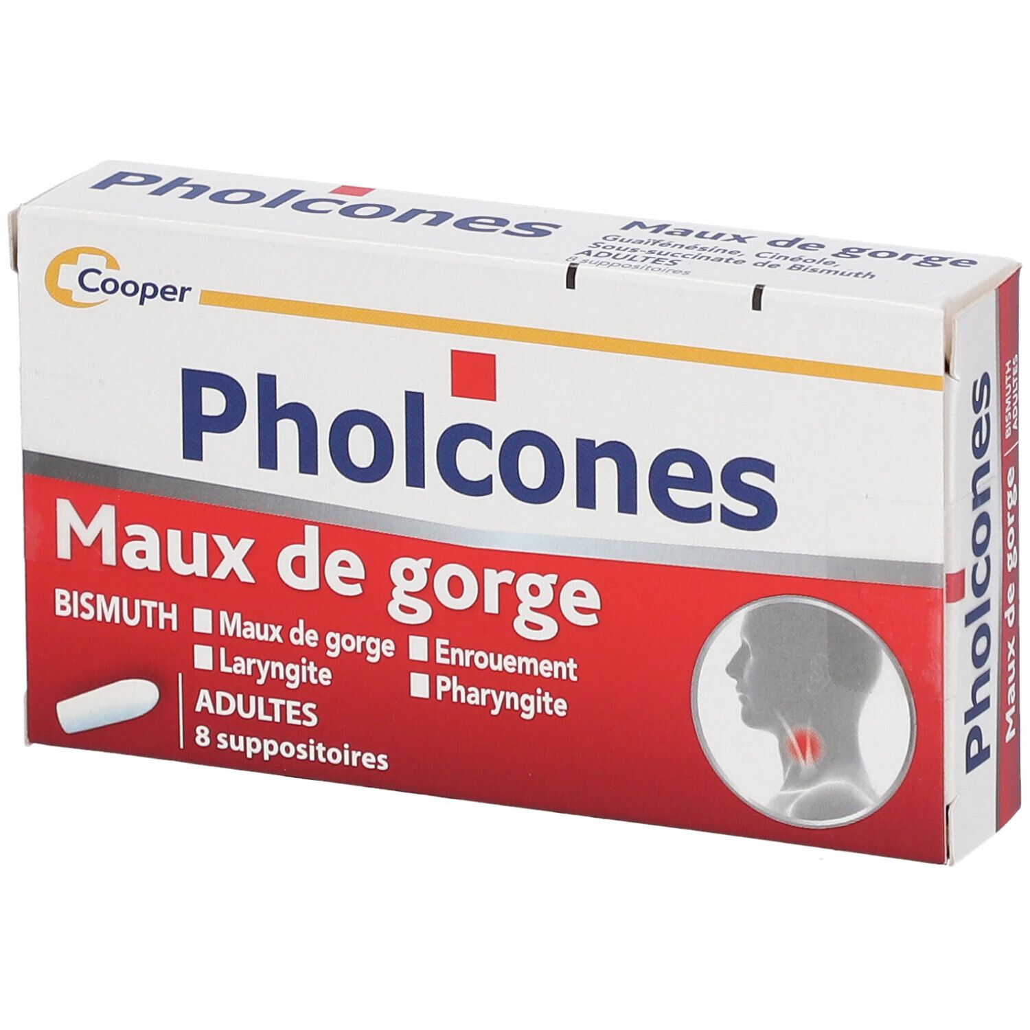 PHOLCONES - Maux de gorge - Adultes - 8 suppositoires 8 pc(s) Suppositoire(S) Pour Adultes