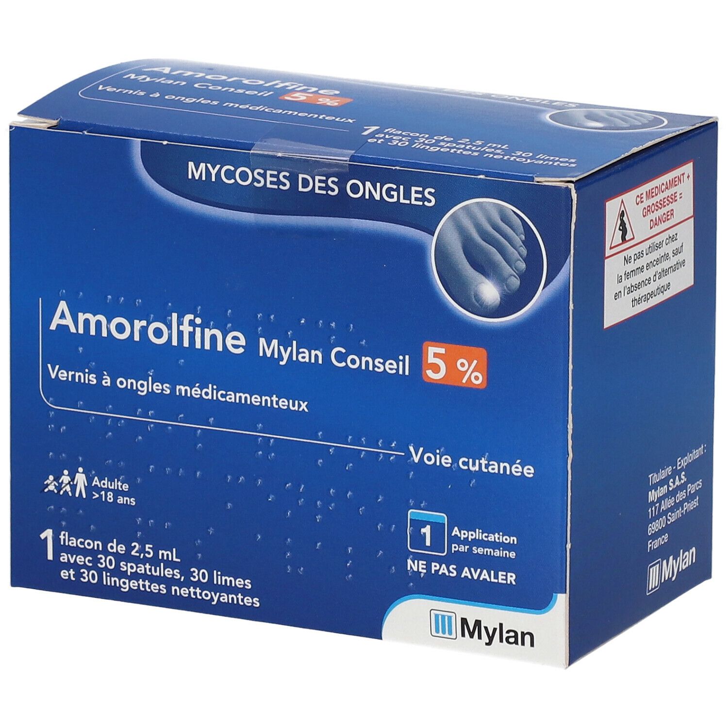 AMOROLFINE VIATRIS CONSEIL 5% VERNIS Vernis À Ongles Médicinal 2,5 ml