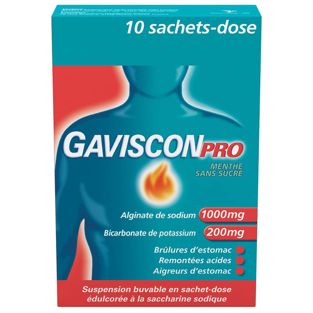 GavisconPRO Menthe Sans Sucre - Suspension Buvable en Sachet Sachet(S) 10 pc(s)